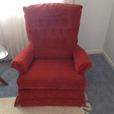 Closer Look at Rust Rocker Recliner (newly upholstered)