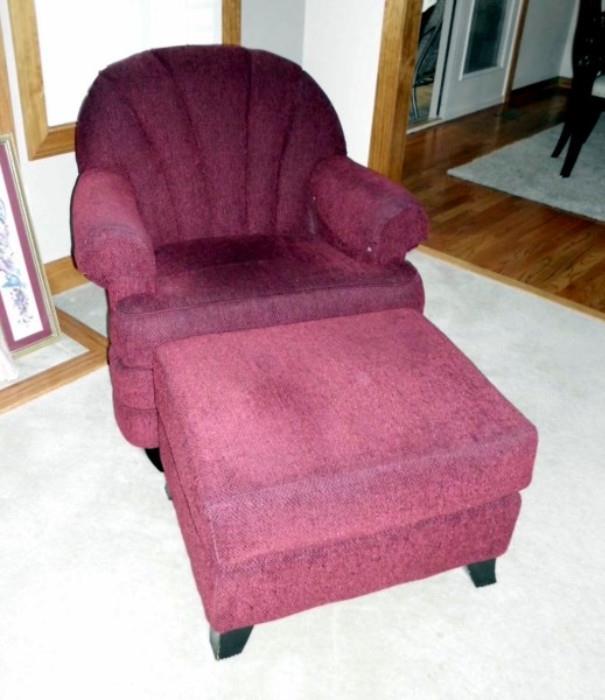  	Scallop Back Easy Chair with Ottoman
