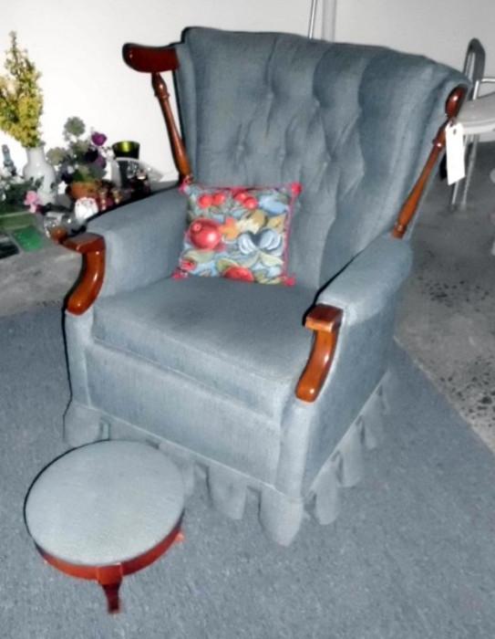 Swivel Rocker Chair with Foot Stool