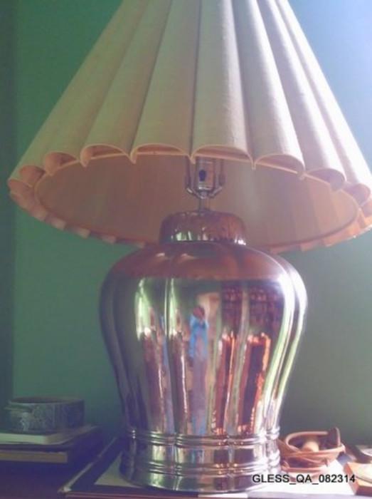Silver Ceramic Ginger Jar Table Lamp