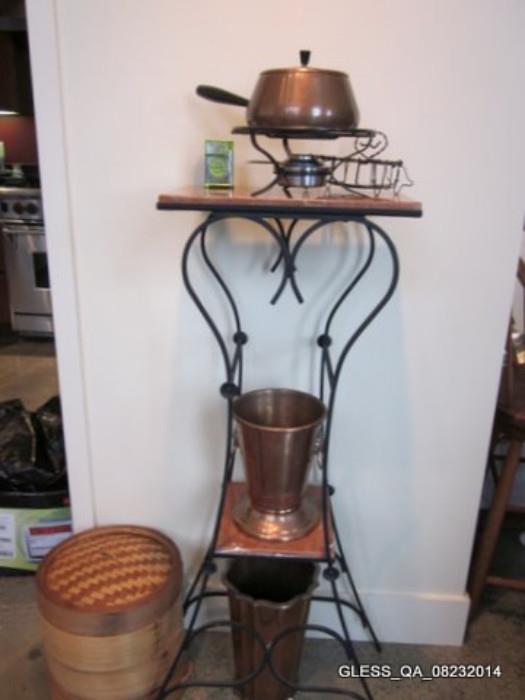 Steamer Basket, Copper, Iron and Marble stand