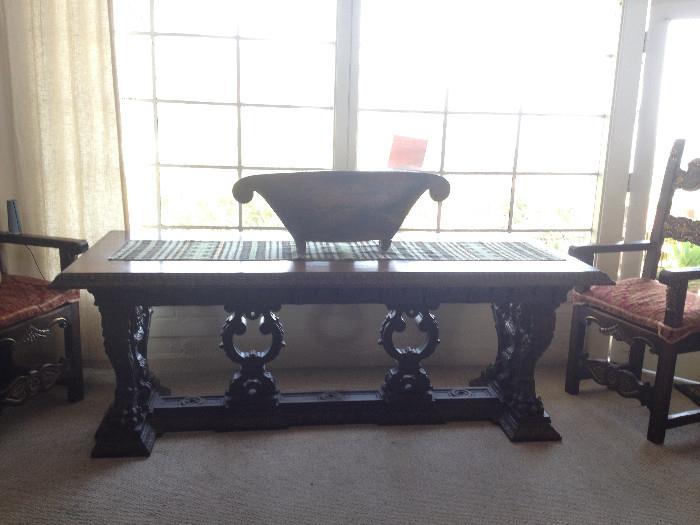 Carved spanish revial buffet table