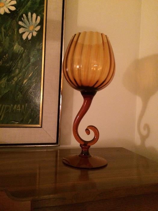 Pretty vintage amber glass vase.