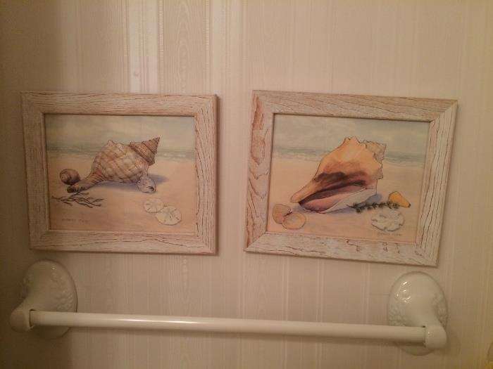 A pair of shell watercolor print.