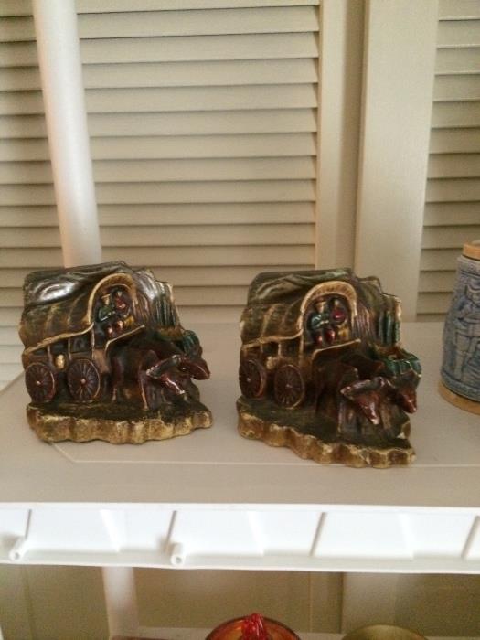 Who can resist these covered wagon bookends? Wagons ho!