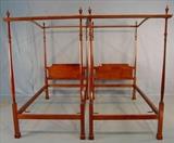 513 - Pair canopy twin beds 77in tall, 76in long, 43in wide