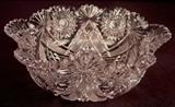 14- Heavy brilliant zipper cut glass bowl. 4IN T, 11IN D