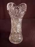19- Tall cut glass flower vase, 15IN T, 6IN D