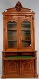 60- Walnut victorian butlers secretary with great burl and tall crest, 8FT6IN T, 21IN D, 28.5IN W