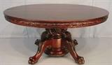 66 - Empire mahogany acanthus carved banquet table, has four leaves, attr. Horner, ca 1880, 94IN L with leaves