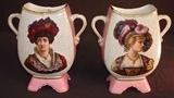 120- Matching pair of portrail vases of 2 ladies, 10IN T, 10IN W, 4IN D
