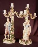 83- Two decorative meissen candle holders, 22IN T, 11IN W