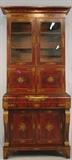 104 - Period empire mahogany secretary with extensive original stenciling and finish, great original condition, ca 1840, 86IN T, 37IN W, 20IN D