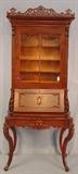 107 - Rosewood rococo ladies secretary, signed Alexander Roux, ca 1850, 8FT T, 34IN W, 19IN D