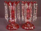 115 - Matching pair of victorian cut to clear lusters, 12IN T, 7IN D