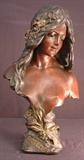 121 - Art Nouveau chalkware bust of a lady, 24IN T, 12IN W