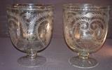 123 - Match pair oversized cut glass footed bowls, 14IN T, 10IN D
