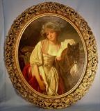 157 - Oil on canvas by Louis Theodore Dube 1861-1925 portrait painter, painting of victorian lady in antique gold frame, has been cleaned and stretched