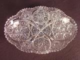 205- Cut glass relish dish, 2IN T, 11.5IN W, 8IN D