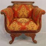 224- Federal armed parlor chair with cornucopia legs, ca 1840, 33IN T, 33IN W, 20IN D