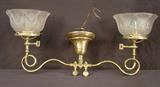 222- Brass 2 light gasolier which has been electrified