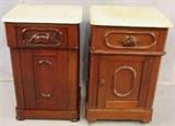 245,246- Walnut half commode with marble top