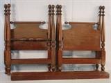 263- Pair of mahogany cannonball twin beds with locked rails, ca 1880, 60IN T, 73IN L, 37IN W