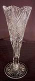 276 - Brilliant cut glass trumpet vase with zipper cut base, 12IN T, 4IN D