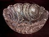 274 - Brilliant cut glass bowl with wreath design, 3.5IN T, 8.5IN D