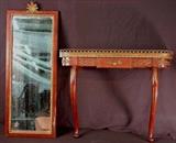 291 - French console with brass gallery and marble top. (Marble has been repaired) 56INT, 26INW, 11IND