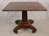 299 - Mahogany empire tilt top table, scroll legs.~ Excellent~ condition ca 1840