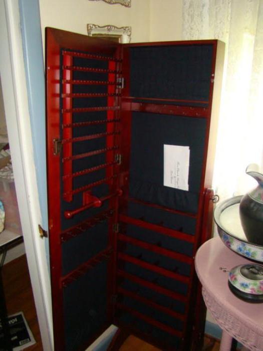 CHEVAL GLASS with JEWEL CASE BEHIND
