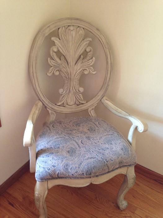 white washed wood arm chair