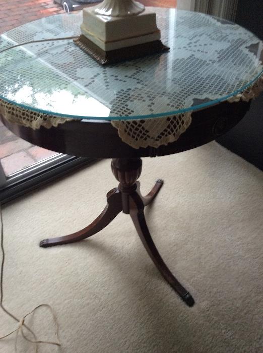 small cherry antique barrel table