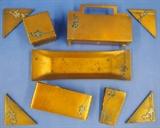 Heintz Art Metal Arts and Crafts Period desk set.  Copper with applied Silver decoration.