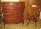 Davis Cabinet Company chest of Drawers and Hitchcock rocker
