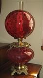 Gone with the wind style cranberry lamp