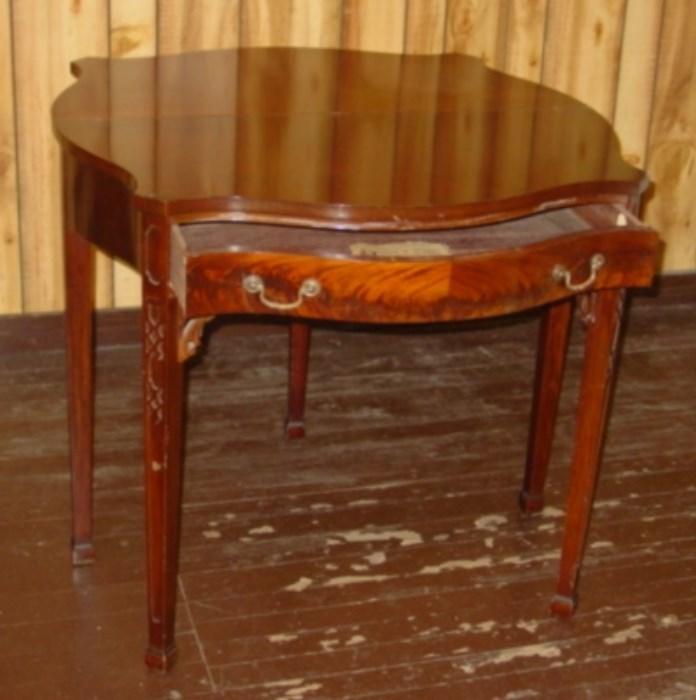 Mahogany Flip Top Game Table w/Drawer