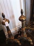                            Antique brass andirons