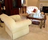 Matching Tufted rolled arm chairs