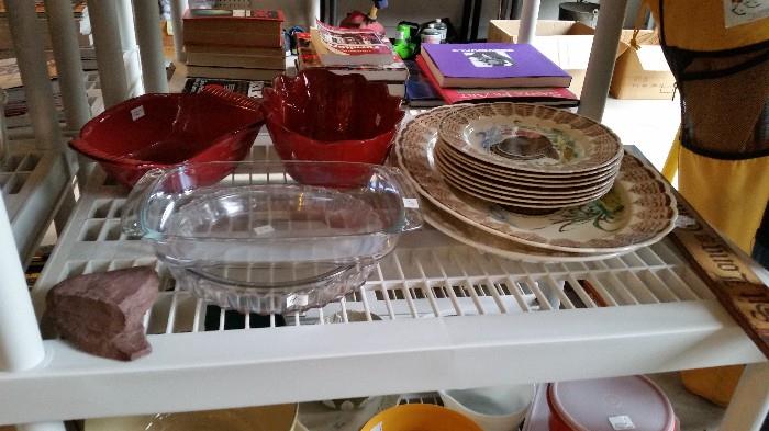 Turkey Platter & Plates, Glazed Serving Bowls from Italy