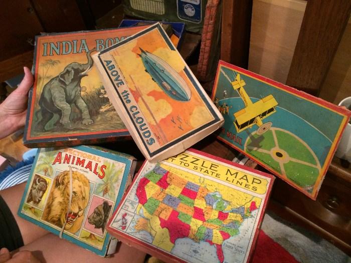 Antique and Vintage Puzzles, Games, Coloring Books, Paper dolls, advertising.....