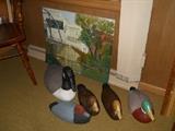 Old decoys, original painting of Michigan Bean Elevator