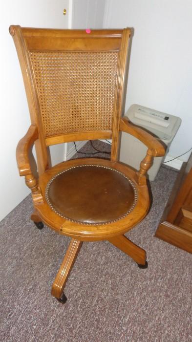 Desk chair with leather seat
