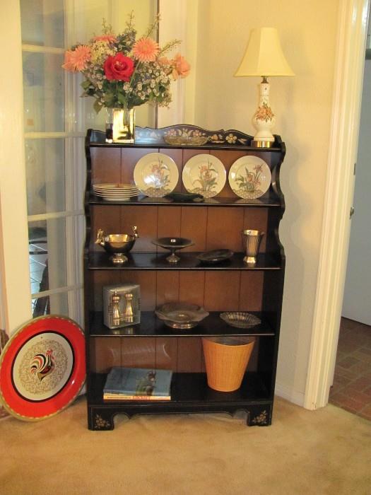 Stenciled hutch and silverplate