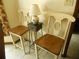 Two Antique White Bar Stools