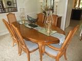 Dining Room Table and 6 Chairs with Upholstered Seats and cane backs