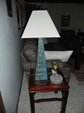 Very unusual handmade pottery/enameled lamp