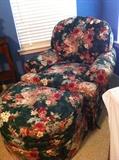 Floral chair & matching ottoman