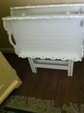 2 white TV trays